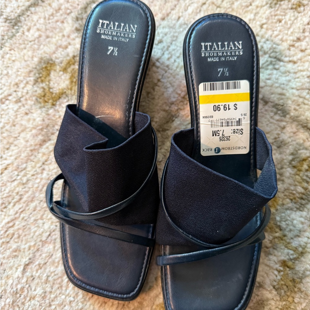 Italian Shoemakers Black Wedge Sandals 7.5M